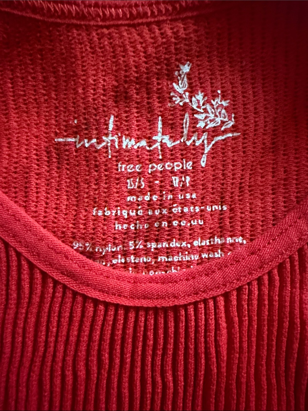 Red Ribbed Short-Sleeve Women’s Top - Picture 2 of 2